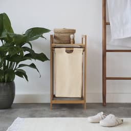 LUMALAND bamboe wasmand - 33 x 33 x 73 cm - houtkleurig/beige — thumbnail 2