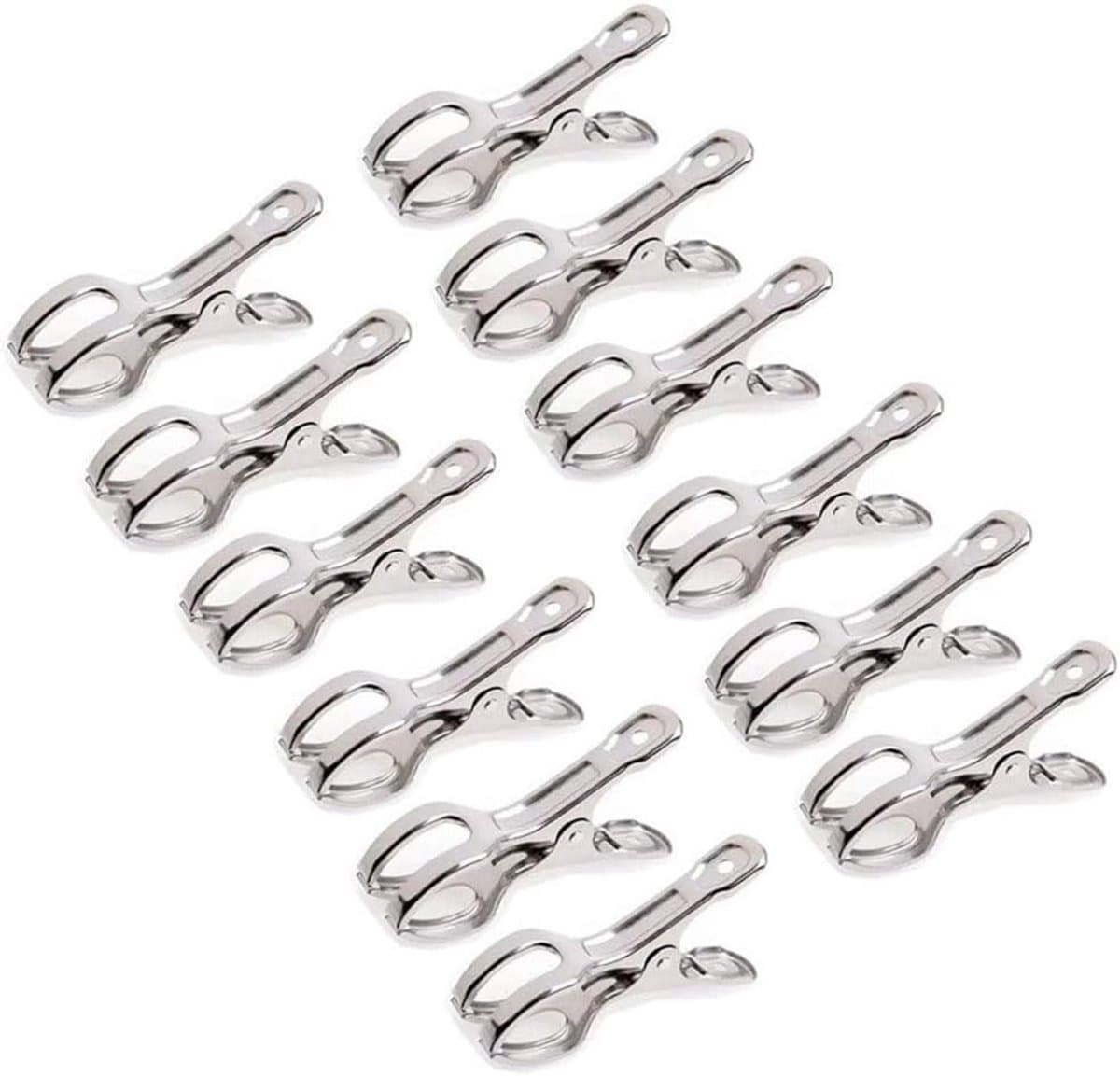 SnelShoppen - 12pcs Strandhanddoek Klemmen, Rvs Windbestendige Clips, Sterke Grip voor Kleding en Wasgoed, 8.5cm, Perfect voor Camping en Tuin — afbeelding 1