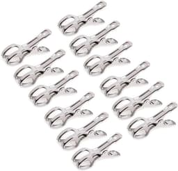 SnelShoppen - 12pcs Strandhanddoek Klemmen, Rvs Windbestendige Clips, Sterke Grip voor Kleding en Wasgoed, 8.5cm, Perfect voor Camping en Tuin — thumbnail 1