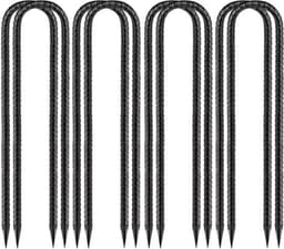 Grondanker U-vormig 30 cm - 8 stuks - Verzinkt Staal - Tentnagels - Grondpennen - Sterk en scherp - Tentharing — thumbnail 1