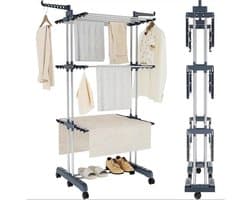 Solidchoice - Dailygoods Droogrek 3-laags verstelbare rollende washanger met opvouwbare vleugels Grote kledingdroger met zwenkwielen