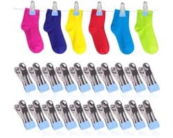 Solidchoice- Handdoekclips 20 Stuks - Roestvrij Staal - Antislip Tanden - Corrosiebestendig - Sterke Grip - Multifunctioneel - Wasknijpers