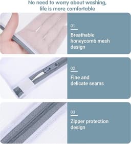 SnelShoppen - Waszakken Set van 4 Stuks, Grote 40 x 50 cm, Mesh Stof, Herbruikbaar, Reis, Voor Sweaters, Jeans, Rok, Schoenen — thumbnail 5