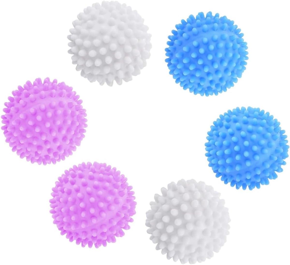 SnelShoppen - Plastic Droogballen, Set van 6 Wasballen voor Zachte Kleding in Wasmachine en Droger, Wit/Blauw/Roze, 4 cm, Ideaal voor Drogen en Wassen — afbeelding 1