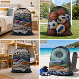 Wasmachinenet - waszak - 70 x 90 cm - dik polyester - duurzaam - grote capaciteit - machinewasbaar - ter bescherming van kleding - zwart — thumbnail 5