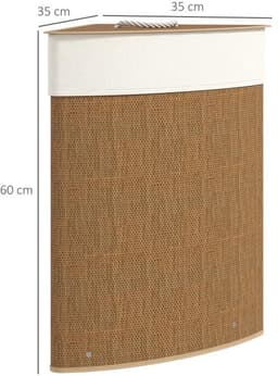 Wasmand 35 × 35 × 60 cm houtkleur bamboe, wasgoedmand met deksel en uitneembare waszak, eenvoudig ontwerp, praktisch en mooi, gebruiksvriendelijk, geschikt voor slaapkamer, badkamer en wasruimte — thumbnail 2