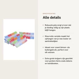 Kledingpinnen 72 Stuks - Sterke Grip - Extra Groot - Antislip - Voor Binnen/Buiten - Afmetingen 8 x 4 cm - Wasknijpers — thumbnail 3