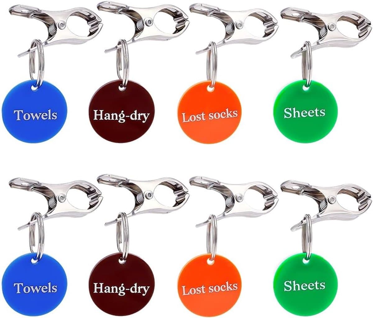 PandaHall 8 stuks wasmand bord 4 stijlen beddengoed ophangen drogen etiketten clips handdoeken verloren sokken borden display wasruimte tags voor badkamer kast classificatie wasgoed — afbeelding 1