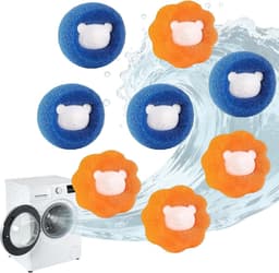 8 stuks Wasmachine Wasbal - Drogerballen - Droger Ballen Haarverwijderaar voor Wasdrogers & Wasmachine - anti-klit en gemakkelijk schoon te maken - Haarvanger Wasbollen - Anti Haar Droogballen - wasmachine-schrobballen - Wasdrogerballen — thumbnail 1