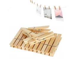 Houten Knutselspeldjes - Kleine knijpers - Foto's ophangen - Natuurlijk materiaal - 12 stuks - Houtkleur
