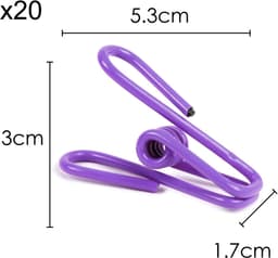 Dailygoods- Draadclips 20 stuks - Metalen Klemmen - Kleurige Klemmen - Praktische Clips - Voor Papier/Waskleding - Afmetingen 5,3 x 3 x 1,7 cm - Wasknijpers — thumbnail 3