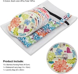 Dailygoods - PINOWU Voedingspads - 10 wasbare pads + natte tas + waszak, borstvoeding tepelkussentjes (groot 11,9 cm) — thumbnail 2