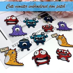 Dailygoods- Strijkpatches 12 Stuks - Grappige Monsterstijl - Opstrijkbare Patches - Kleding Versiering - Defecte Kleding Fixeren - Stijlvolle Borduurstickers - Borduurpatches — thumbnail 4