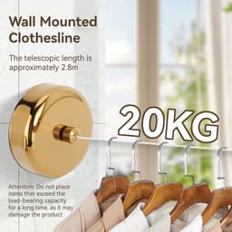 Dailygoods- Waslijn Uittrekbaar - Wanddroogrek - Kledinglijn - Roestvrij Staal - Intrekbaar - Voor Binnen/Buiten — thumbnail 3