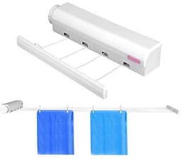 Dailygoods- Droogrek Ruimtebesparend - Intrekbare Waslijn - Uitschuifbaar tot 3,2 m - 4/5 Draad - Voor Binnen/Buiten - Max. 8 kg belastbaar — thumbnail 4