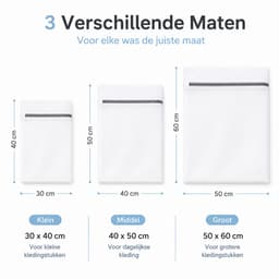 Waszakken Set - Fijnmazige Wasnetjes Met Ritssluiting - Bescherm Je Kleding Tijdens Het Wassen - Voor Lingerie, BH En Delicate Was - 3 Stuks Wit — thumbnail 4