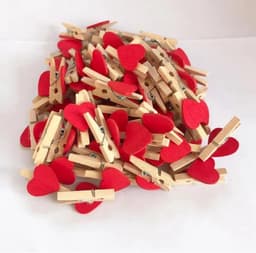 Houten Clips - Decoratie Klemmen - Kaarten Ophangen - Hartvorm Ontwerp - 50 Stuks - Hemelsblauw — thumbnail 5