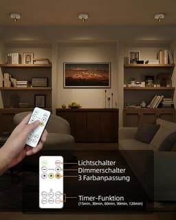 Draadloze spotlight met afstandsbediening, 4000 mAh accu, 3 kleurtemperaturen, oplaadbare wandspot, led-spots, accu voor schilderijen, kunst, planten, portretten (wit, set van 2) — thumbnail 5