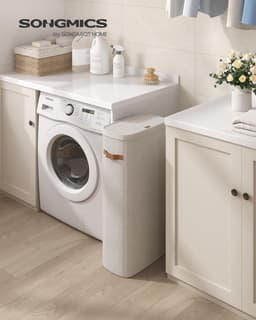 Wasmand, 65 liter, Wasmand, Wasbak, Eenvoudig te monteren, met deksel en handgrepen, Uitneembare waszak, 39 x 22 x 75 cm, Cappuccino Beige LCB810LH01 — thumbnail 4