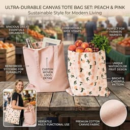 Canvas tas katoen linnen schoudertas 1 stuk 40x36cm omkeerbaar dubbelzijdig boodschappentas elfse oren dames kinderen lichtgewicht shopping strandtas — thumbnail 4