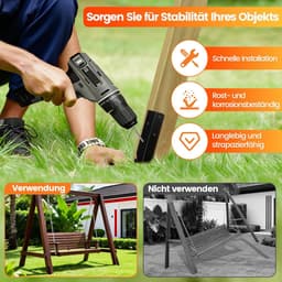 Grondankers voor schommels - 42cm - roestvrij staal - weerbestendig - stevig en duurzaam - ShopVlot — thumbnail 5