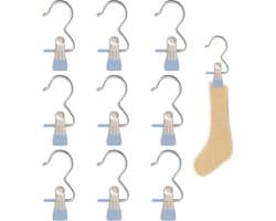 Wasknijpers met Haak - Klemmen Hangers - Kleding Drogen - Roestvrij Staal - 10 Stuks - Zilver