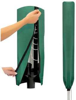 Waslijnhoes, waterdicht, polyester, UV-bestendig, winddicht, Geschikt voor ritssluiting en trekkoord, 16x16x165 cm, groen. — thumbnail 1