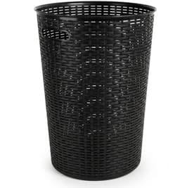 Plasticforte Ronde wasmand Rotan - zwart - gevlochten kunststof - 51 liter - 38 x 57 cm - opbergmanden — thumbnail 3