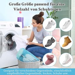 Schoenwaszak voor de wasmachine, 2 stuks, beschermt schoenen en wasmachine, ideaal voor sneakers en sportieve schoenen, 360 graden reiniging — thumbnail 3