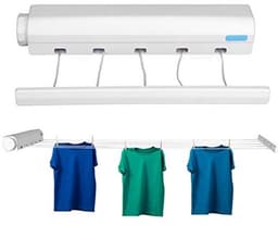 Intrekbare Waslijn Indoor Outdoor Kleding Drogen Touwhanger, Telescopische Wandgemonteerde Kleerhanger, Ruimtebesparend Massief Plastic Flexibele Wasdroger voor Wasgoed Thuis — thumbnail 3
