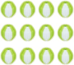 Set van 12 herbruikbare wasballen, haarvanger voor de wasmachine | effectieve haarvanger tegen katten- en hondenharen, voor kleding, handdoeken en beddengoed, mosterdgroen + wit — thumbnail 1