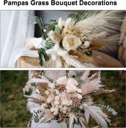 6 stuks vals pampasgras, 45 cm, pluizig pampasgras, decoratief bloemenarrangement voor thuis, bruiloftsdecoraties, oranje kleurverloop — thumbnail 3