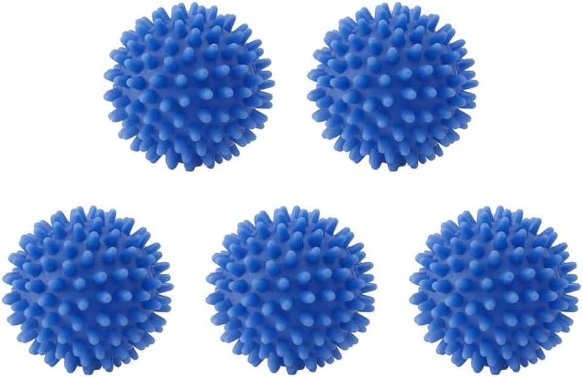 Set van 5 herbruikbare pvc-droogballen – versnelt het drogen van je wasgoed en verminder kreukels van kleding met deze praktische wasballen voor wasmachine en droger — afbeelding 1