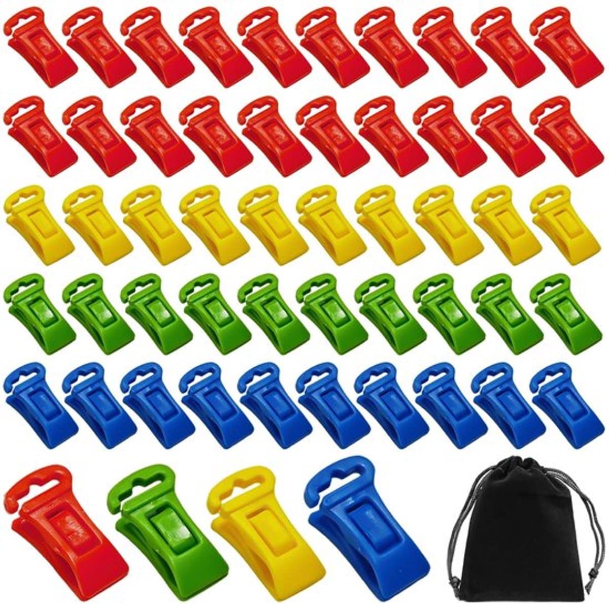 Sokkenklemmen 50 Stuks - Sokkenclips - Sokkenknijpers - Draagbare Sokkendroogklemmen - Opbergtas - Kunststof 29 x 13 x 10 mm - Sokkenclip — afbeelding 1