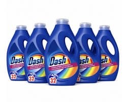 Dash - Stralende Kleuren - Vloeibaar- Gekleurde Was - 32 Wasbeurten - Wasmiddel Voordeelverpakking - 5 stuks