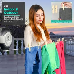 Kledinglijn Uittrekbaar - Waslijn Dubbel - Kleding Drogen - Met 24 Klemmen - 2x 15 Meter - Zwart — thumbnail 2