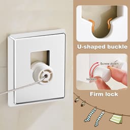 Waslijn Intrekbaar - Drooglijn RVS - Kleding Drogen - Anti-doorzakker - 4.2 Meter - Zilver — thumbnail 3