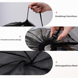 1 stuks waszak met trekkoord, 70 × 90 cm mesh waszakken voor delicate zware netto waszak voor wasmachine, Wasmachinenet, robuuste en duurzame nettas, Zwart — thumbnail 4