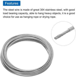 33ft Vinylgecoate Roestvrijstalen Staalkabel voor Wasrek - 2 Aluminium Hulzen - Transparant - 3/32 inch - 10m — thumbnail 3