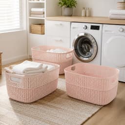 BOECK opbergmand en wasmand 15 Liter – Kleine Wasmand met Handgrepen – Kunststof Opbergmand – Roze — thumbnail 3