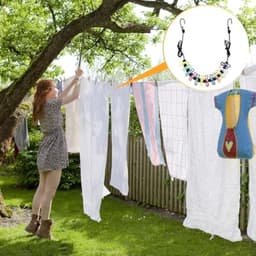 Uitschuifbare camping kledinglijn van 12 voet met 12 stevige clips voor eenvoudig ophangen en drogen van kleding tijdens outdoor activiteiten — thumbnail 4