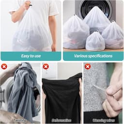 Wasnet voor wasmachine - 4 herbruikbare waszakken, fijnmazig, ideaal voor trui, jeans en delicate kleding — thumbnail 5