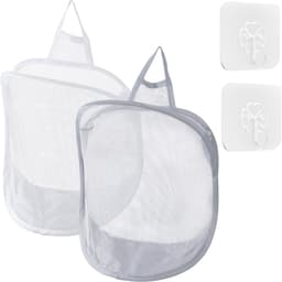 Kleine Opvouwbare Waszakken - Set van 2 - Polyester Waskorf voor Studentenwoningen, Appartementen en Ruimtebesparing — thumbnail 1