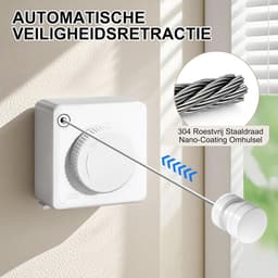 LIVEHITOP Clothesline Extendable, Wall Mounted Clothesline Retractable Non Sagging Stainless Steel 4.6m Adjustable - ShopVlot — thumbnail 2