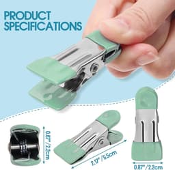 Wasknijpers - Roestvrijstalen Metalen Knijpers met Rubberen Grip - Geschikt voor Waslijn Foto's en Keuken - 2.17 inch - Lichtgroene Kleur - 30 Stuks — thumbnail 3
