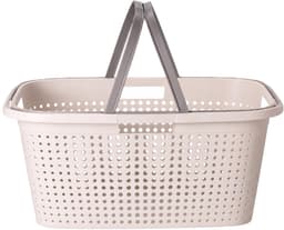 Wasmand met hengsel - 2x - 38 liter - 60 cm - creme - Draagwasmanden - Wasgoedmand - Mand met handvatten — thumbnail 3