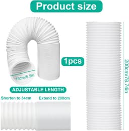 2 meter, 150 mm diameter, pvc-afvoerslang, airconditioningsslang, verlenging, draagbare airconditioning, afvoerslang, voor airconditioning, wasdroger, afzuigkap — thumbnail 3