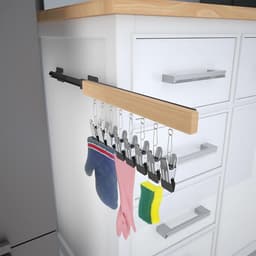 Uitschuifbare kledinghanger - Wandhanger - Met 8 antislipclips - Soepel uitschuifbare kledingkastorganizer - Handig en praktisch - Eenvoudig te installeren - Antislip - Universeel - Geschikt voor sokken, hoeden en broeken - Hout - 1 stuk — thumbnail 5