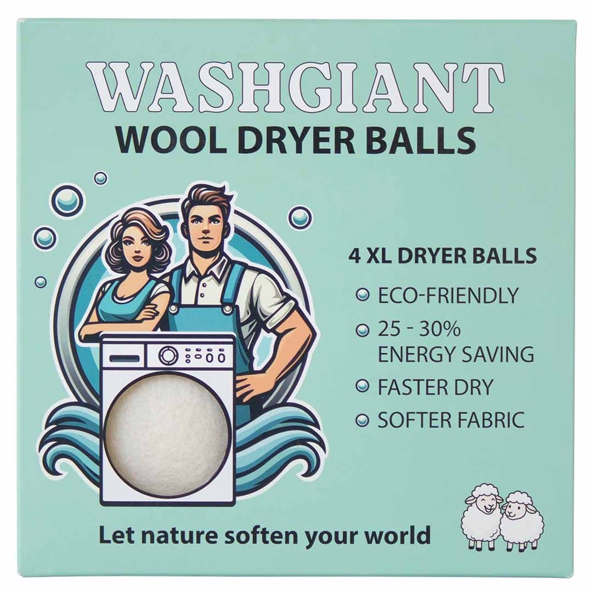 Washgiant Wasdrogerballen – Wollen Drogerbollen – Wasverzachter Alternatief – Kortere Droogtijd – 4 Stuks — afbeelding 1