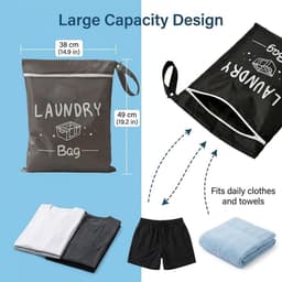 SnelShoppen - Travel Set (Grijs-Zwart, Medium) - Waterdichte Waszak voor Vuile Kleding, Vouwbare Nat Zak voor Sport, Zwemmen, Kamperen en Vakantie, Ge — thumbnail 5